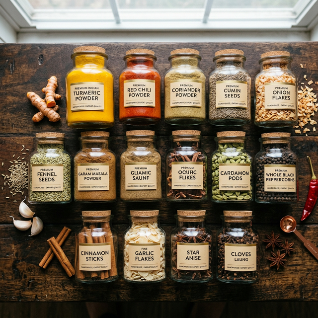 Premium agricultural exports from India - spices, dried vegetables and dehydrated products